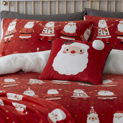 Jolly Santa Christmas Cushion in Red