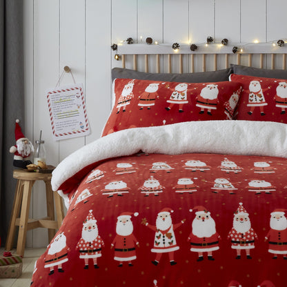 Jolly Santa Christmas Duvet Cover Set in Red