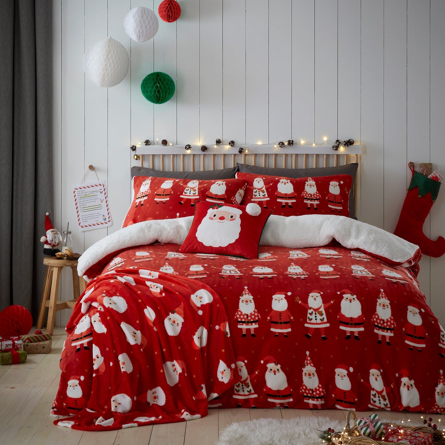 Jolly Santa Christmas Throw in Red