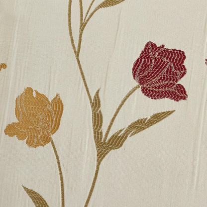 Juliette Pencil Pleat Curtains in Natural/Red