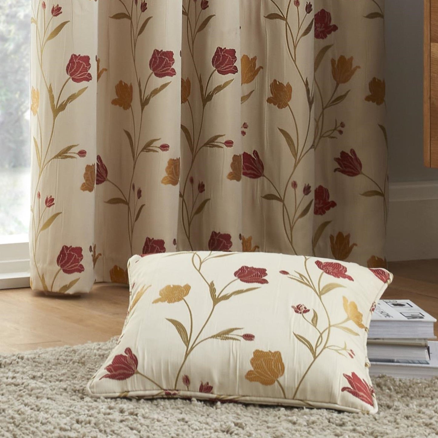 Juliette Cushion in Natural/Red