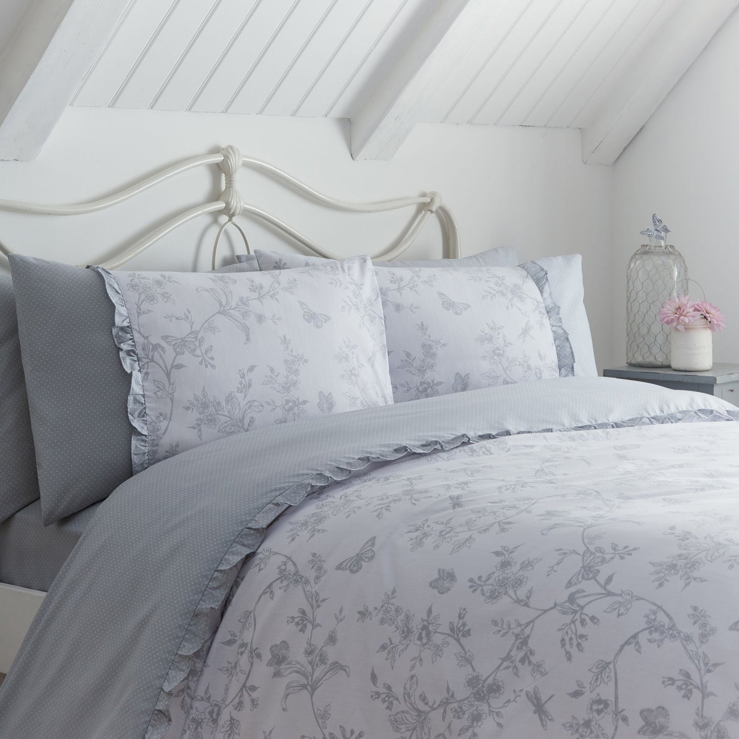 Kristen Duvet Cover Set in Grey