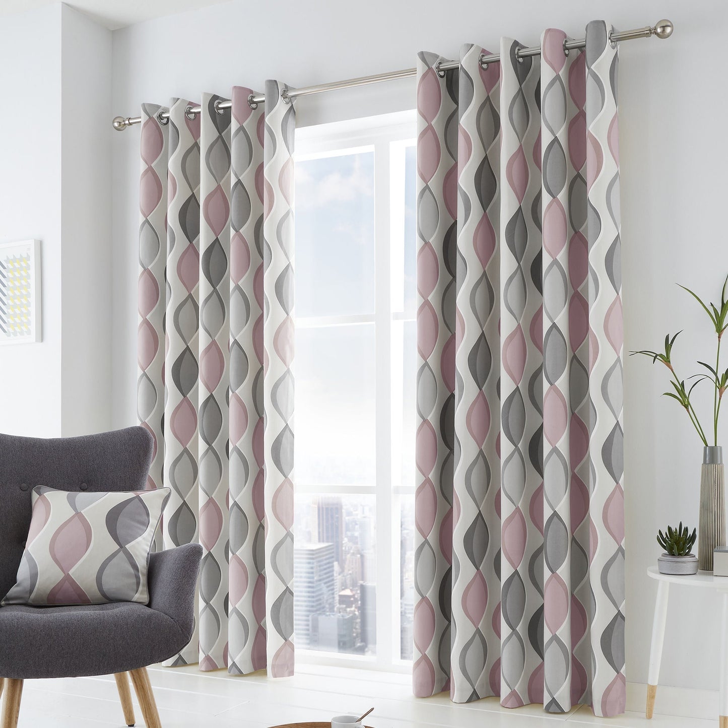 Lennox Eyelet Curtains in Blush