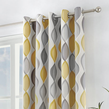 Lennox Eyelet Curtains in Grey/Ochre