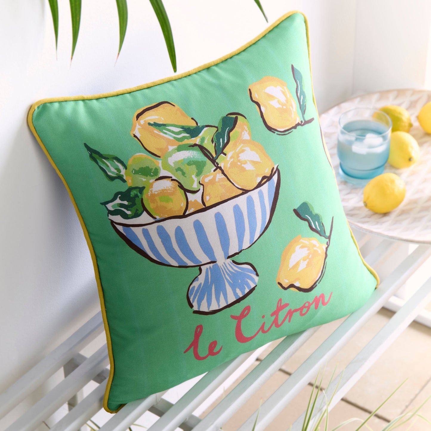 Lemon Fruit Bowl Outdoor Cushion in Multi