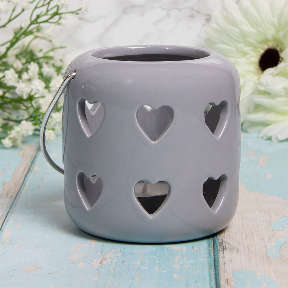Grey Small Heart Lantern