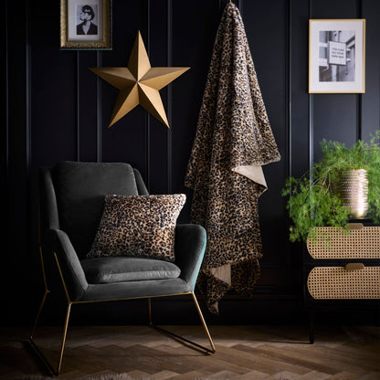 Leopard Faux Fur Cushion in Natural 43 x 43cm
