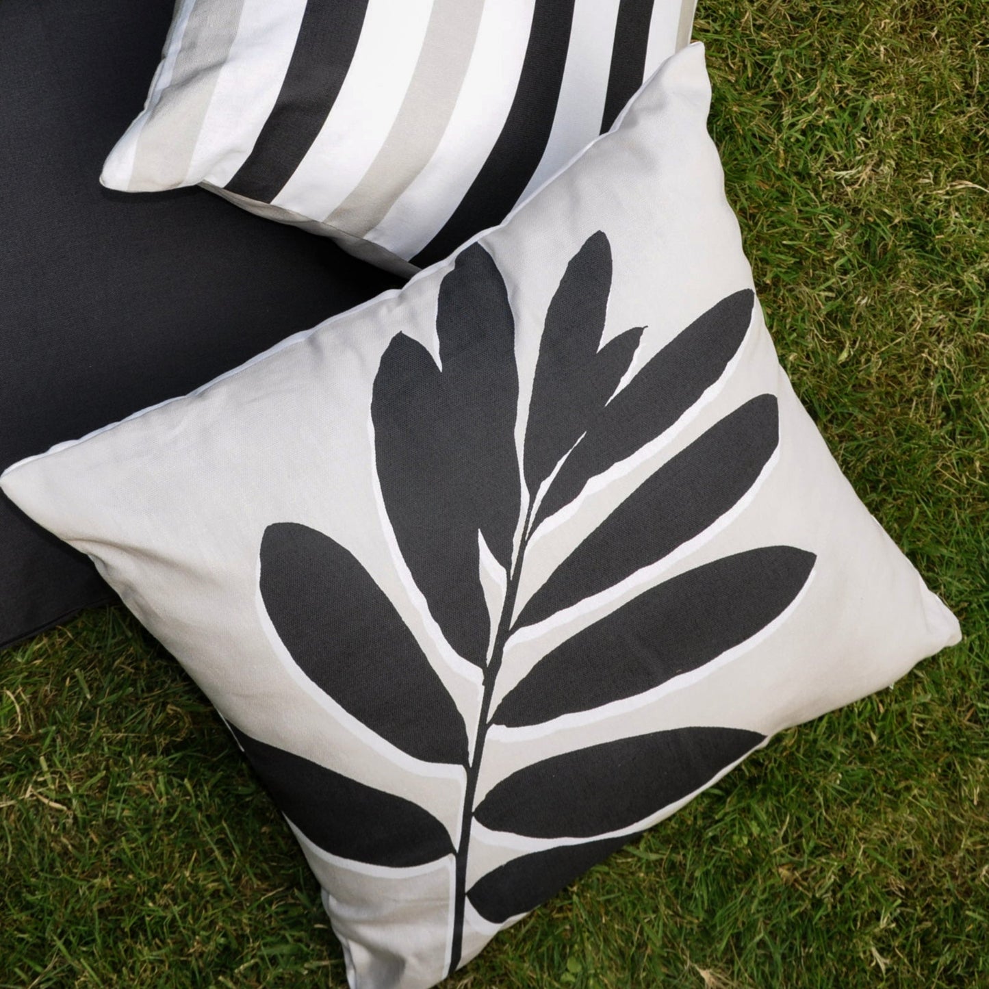 Leaf Print Cushion in Natural