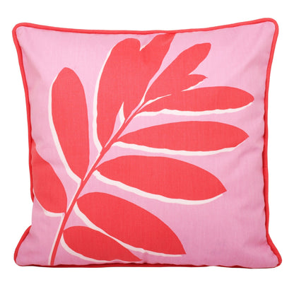 Leaf Print Cushion in Pink