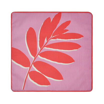 Leaf Print Cushion in Pink