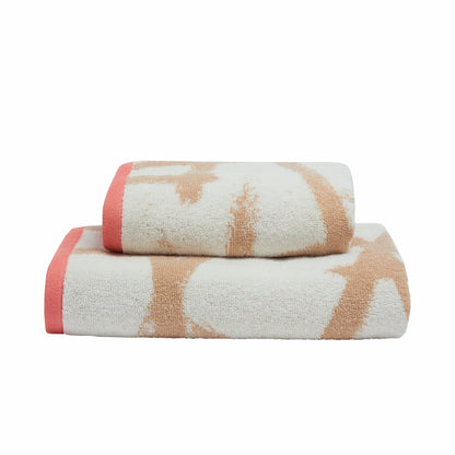 Leda Towels in Natural/Coral