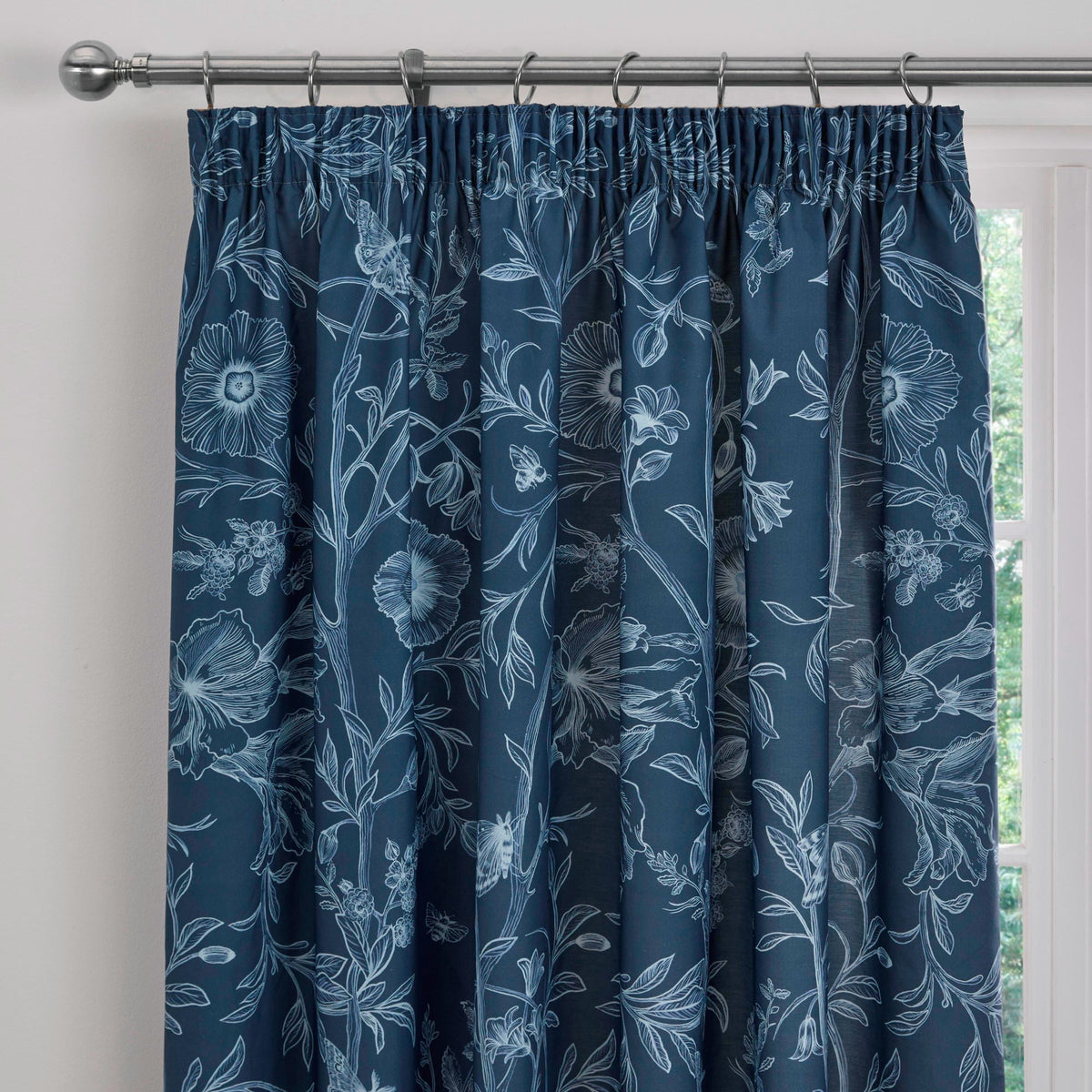 Lorie Pencil Pleat Curtains in Blue