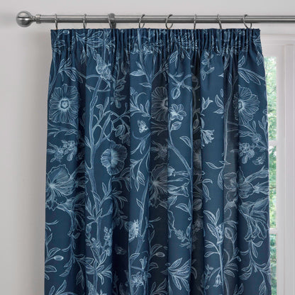 Lorie Pencil Pleat Curtains in Blue