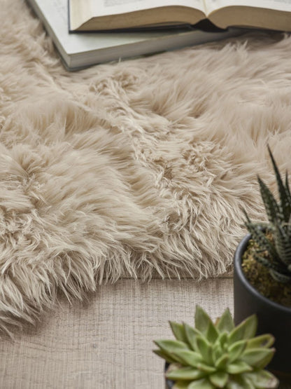 Origins Washable Faux Fur Natural Rug