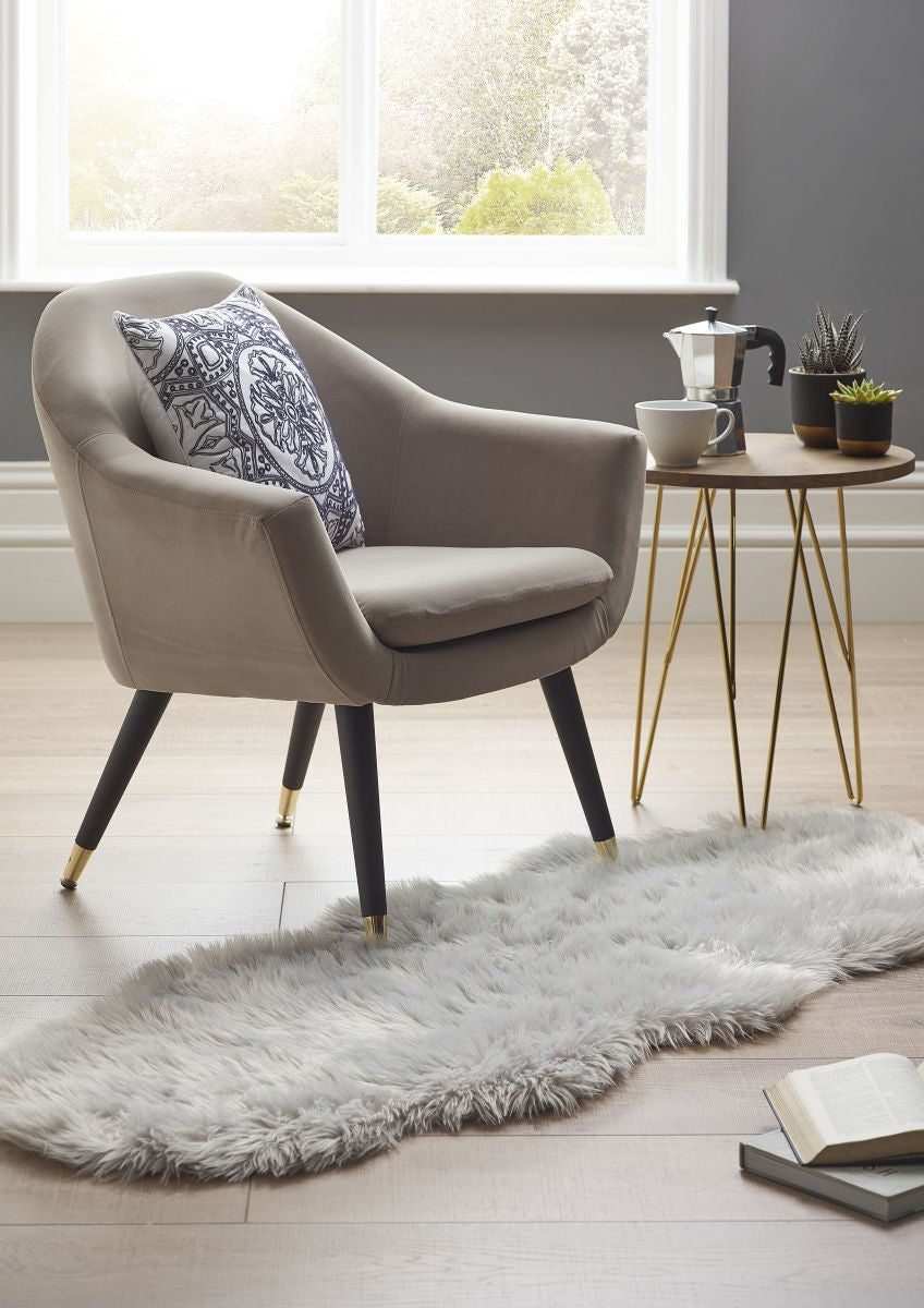 Origins Washable Faux Fur Grey Rug