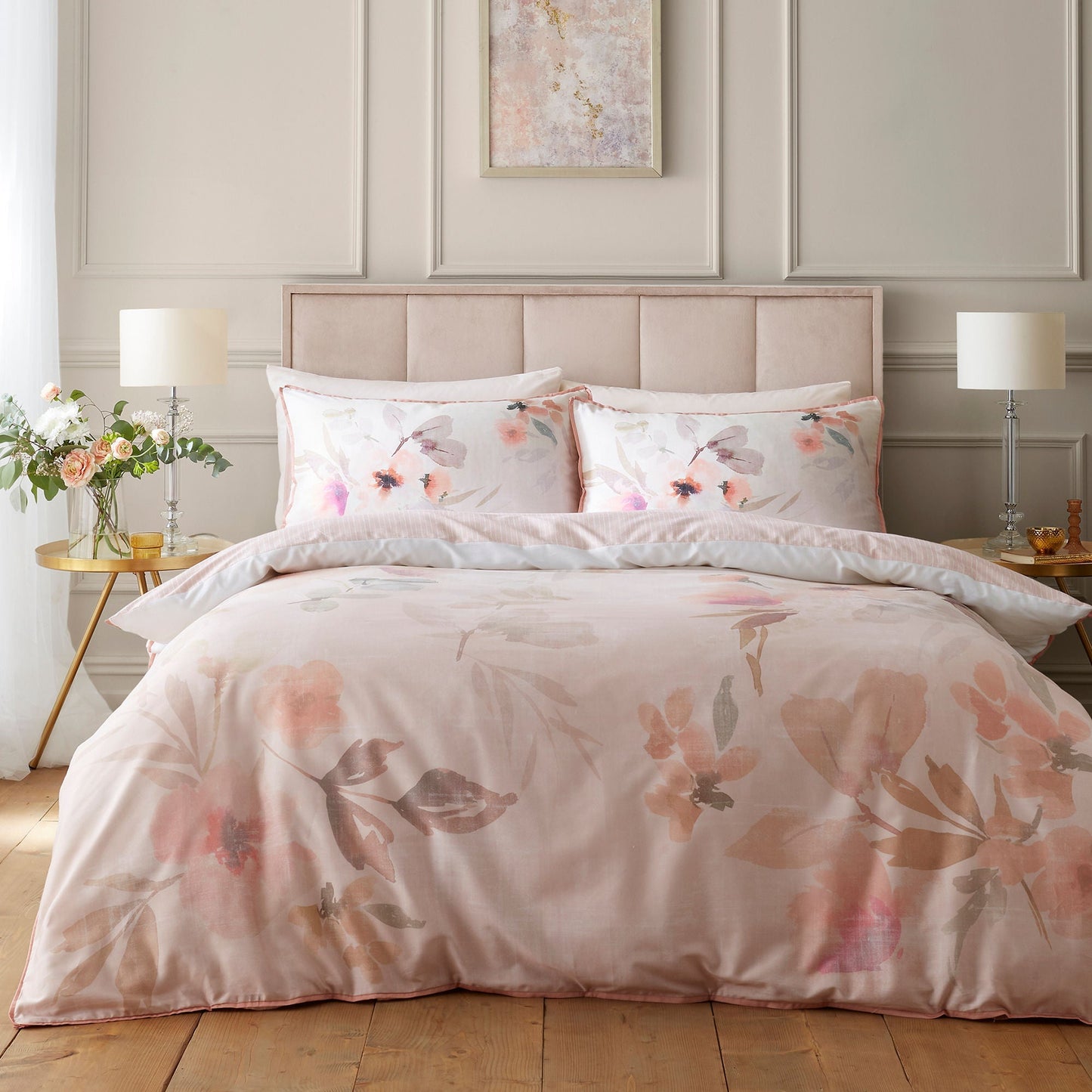 Mia Floral Blooms Duvet Cover Set in Natural