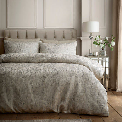 Marble Jacquard Duvet Cover Set in Natural