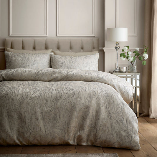 Marble Jacquard Duvet Cover Set in Natural