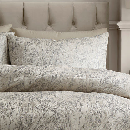 Marble Jacquard Duvet Cover Set in Natural
