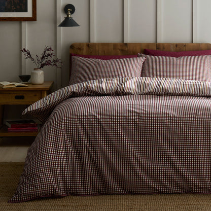 Micro Check Duvet Cover Set in Berry