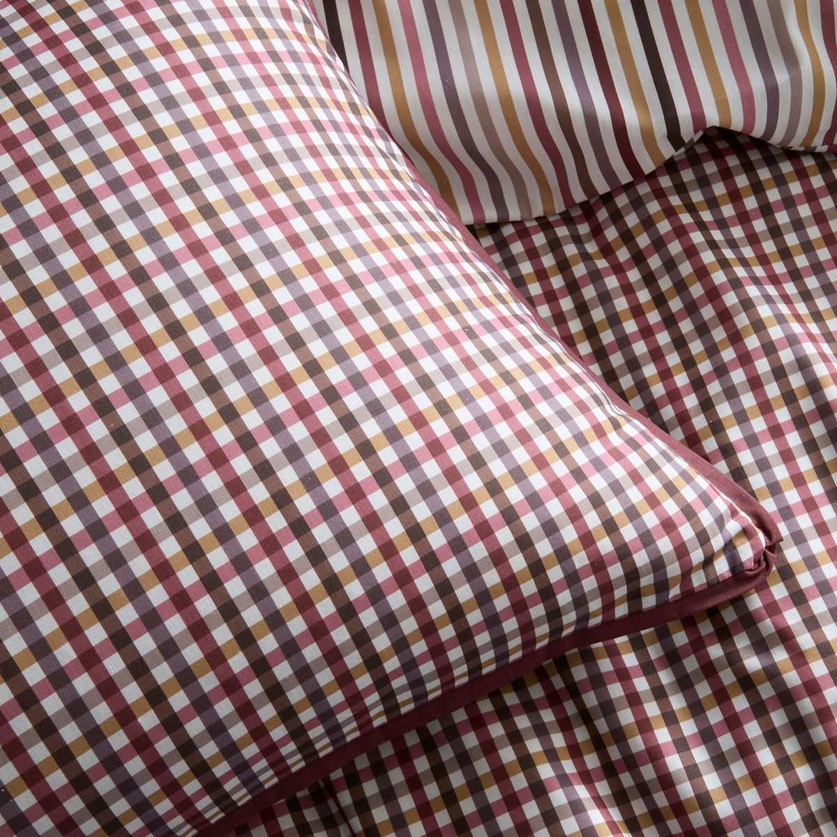 Micro Check Duvet Cover Set in Berry