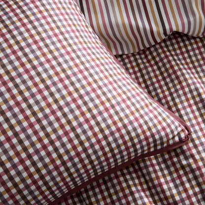 Micro Check Duvet Cover Set in Berry