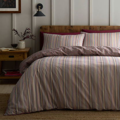 Micro Check Duvet Cover Set in Berry
