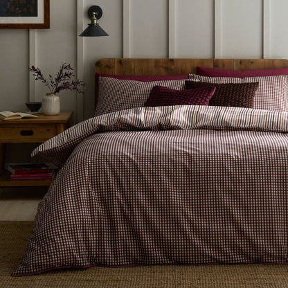 Micro Check Duvet Cover Set in Berry