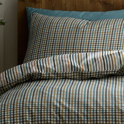 Micro Check Duvet Cover Set in Green