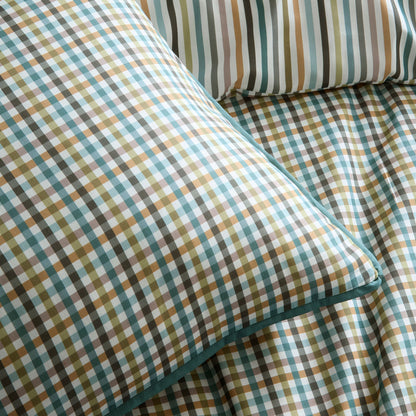Micro Check Duvet Cover Set in Green