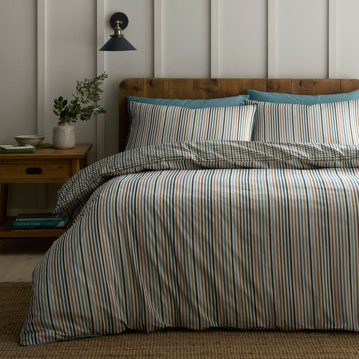 Micro Check Duvet Cover Set in Green