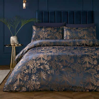 Midnight Palm Duvet Cover Set in Navy