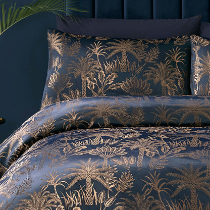 Midnight Palm Duvet Cover Set in Navy