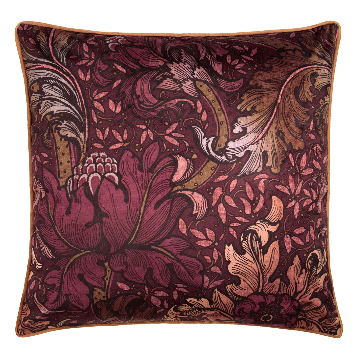 Morris Major Chintz Cushion in Burgundy