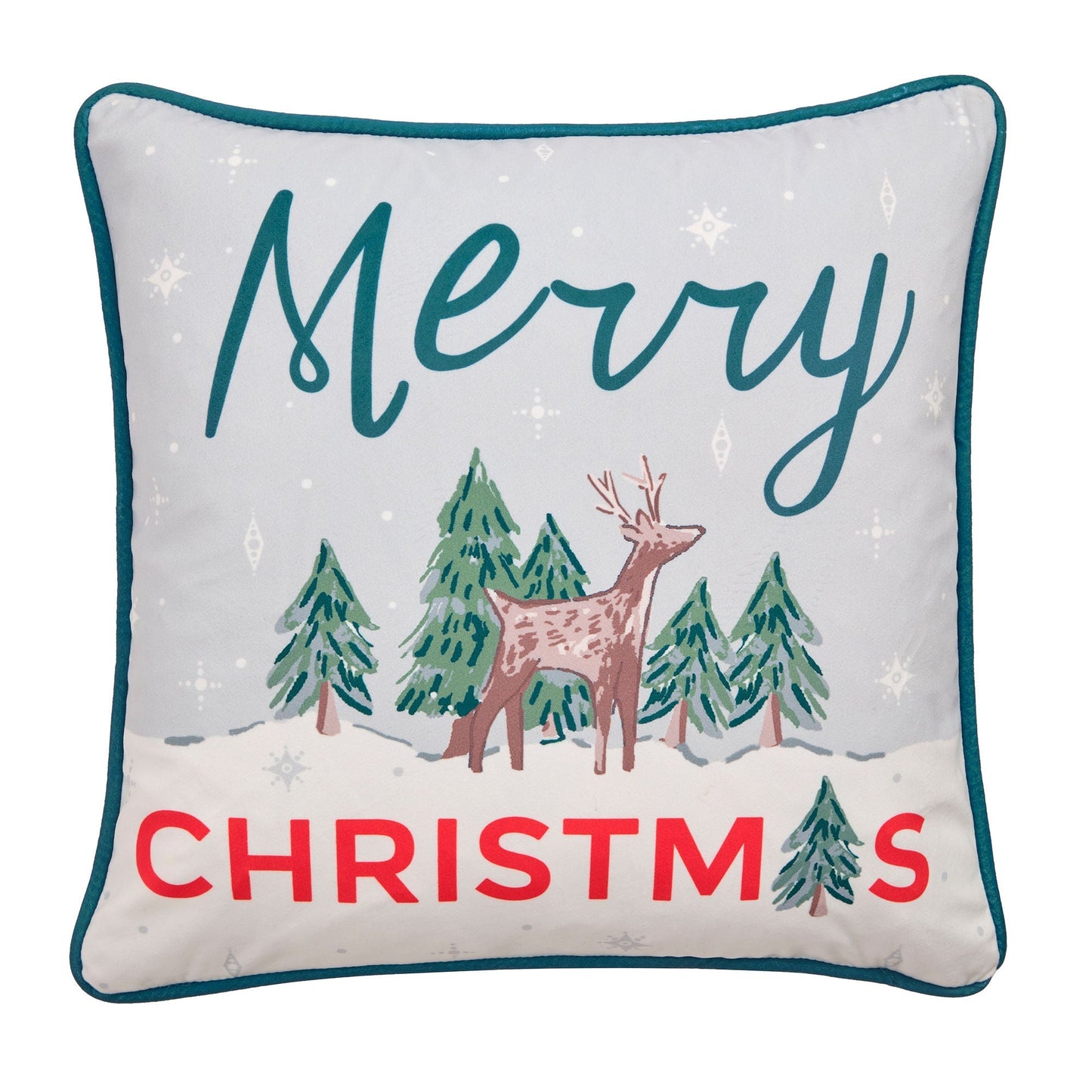Merry Christmas Deer Cushion in Green