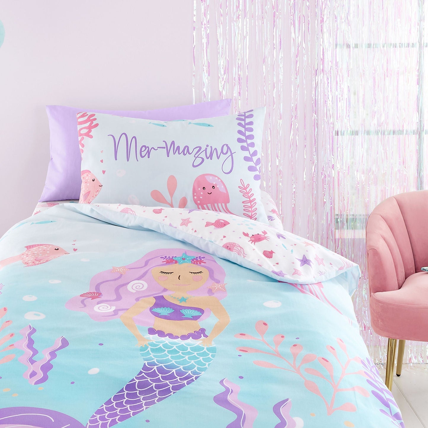 Mermaid Vibes Duvet Cover Set in Aqua