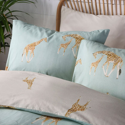 Milo Giraffe Duvet Cover Set in Duck Egg