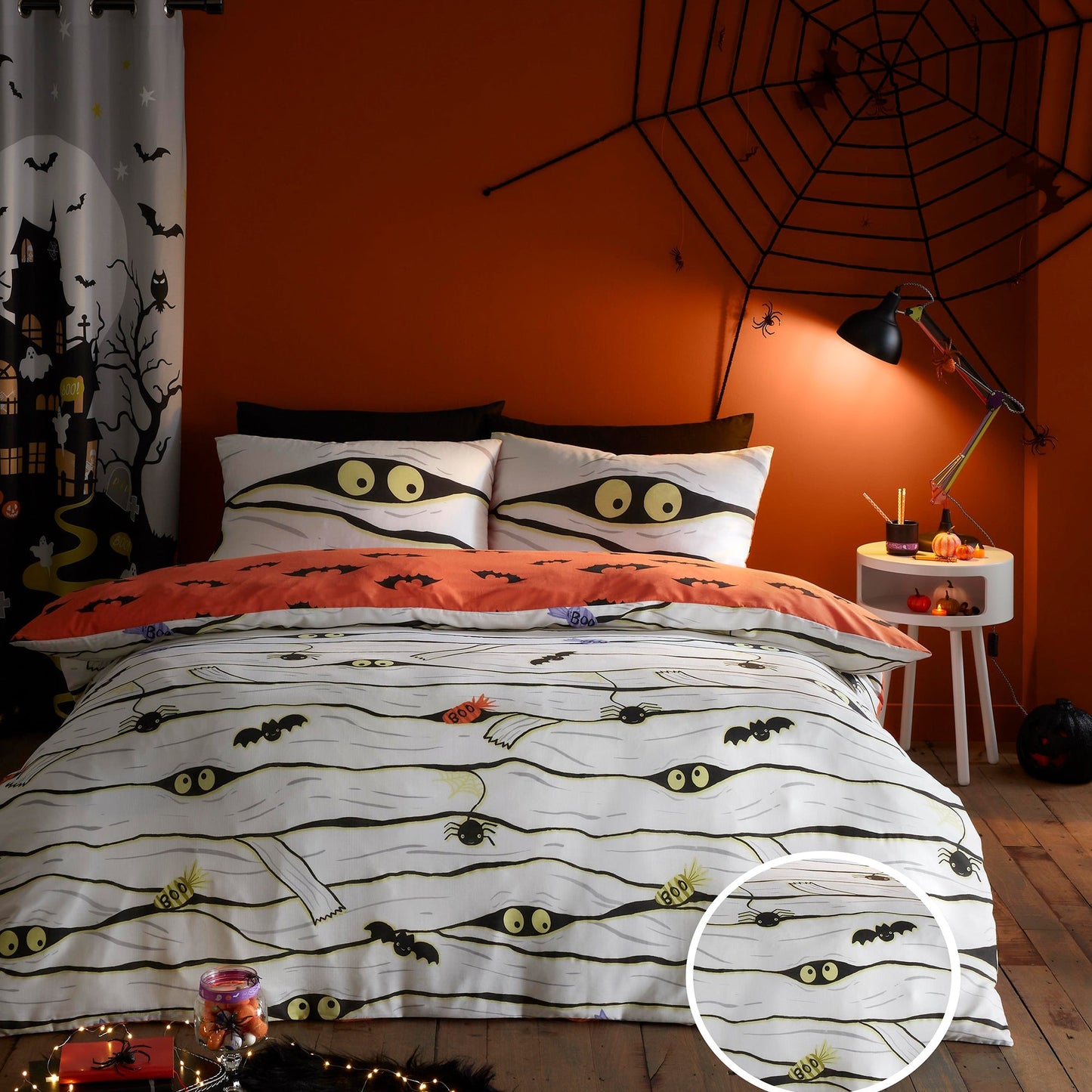 Mummy Halloween Duvet Cover Set in White