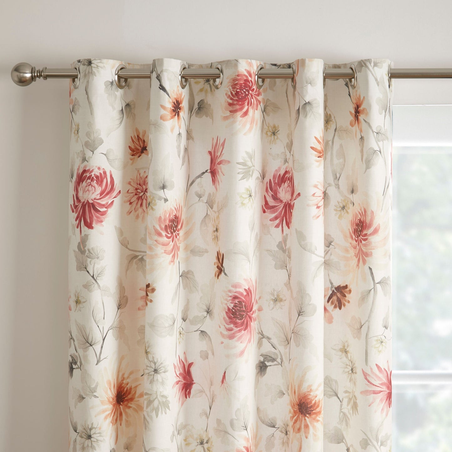 Nadia Eyelet Curtains in Red