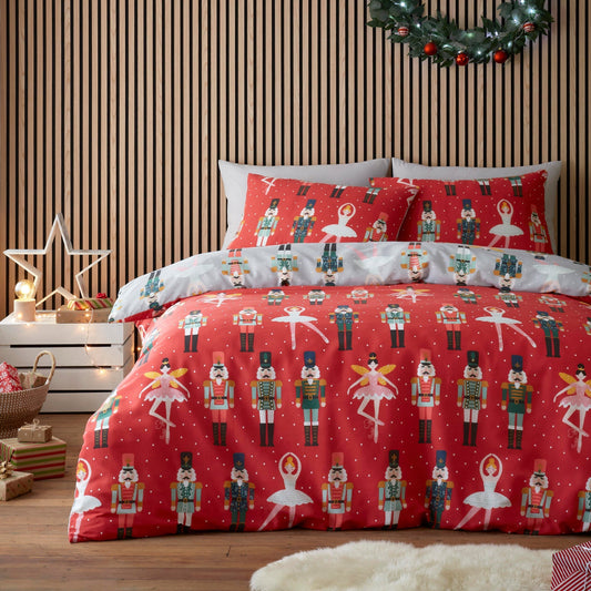 Nutcracker Duvet Cover Set in Red