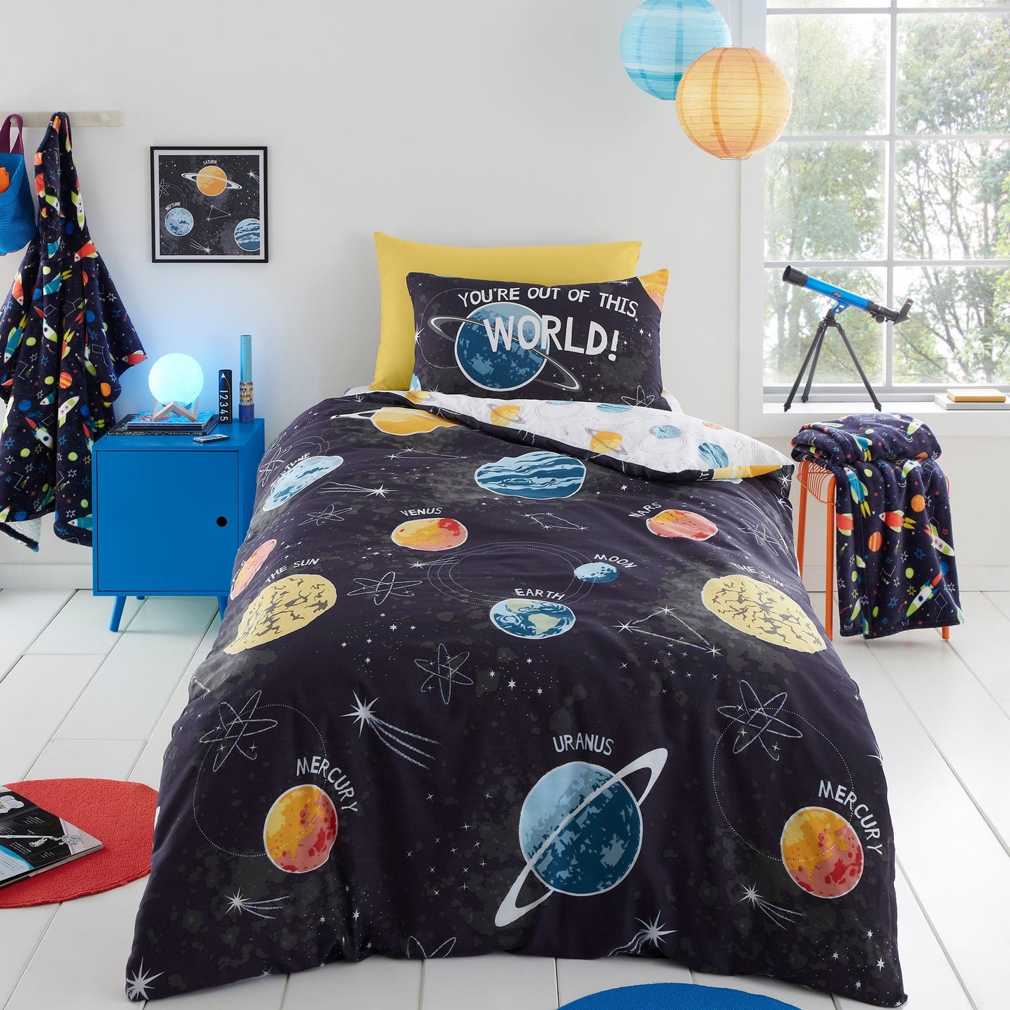 Outer Space Duvet Cover Set in Black