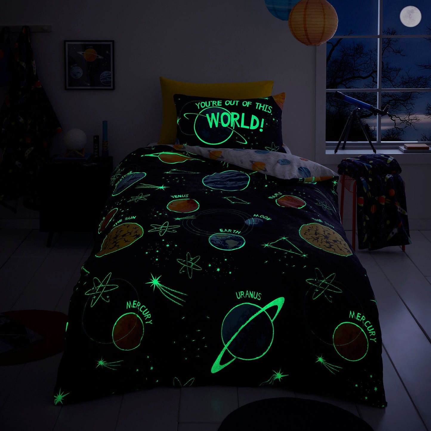 Outer Space Duvet Cover Set in Black