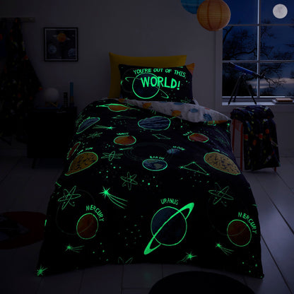 Outer Space Duvet Cover Set in Black