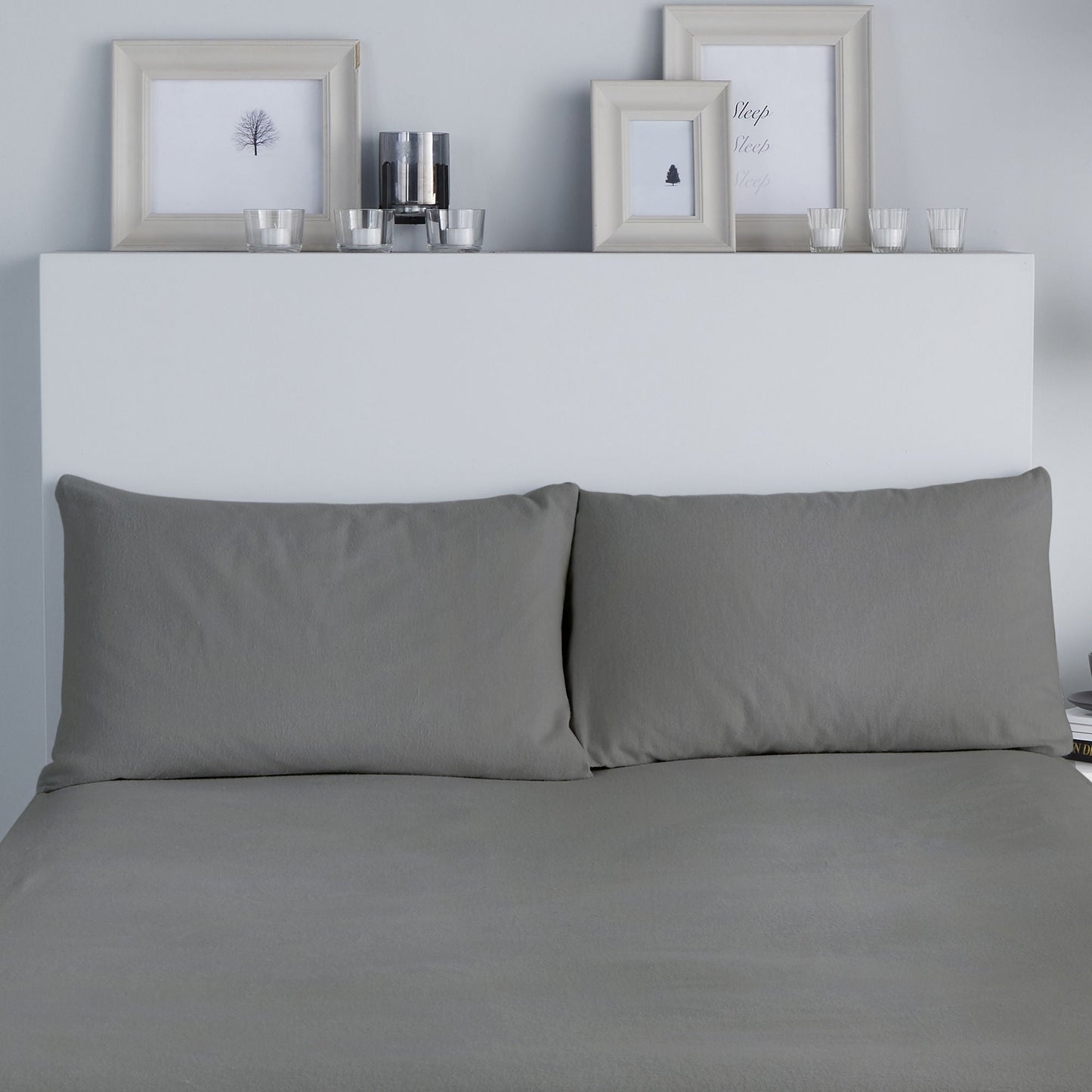 Brushed Bedding Pillowcases in Charcoal
