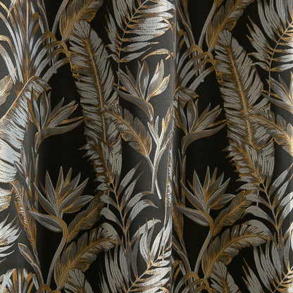 Paradise Palm Eyelet Curtains in Black