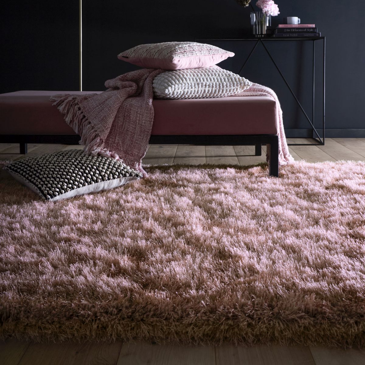 Hug Rug Woven Diamond Rug Rose