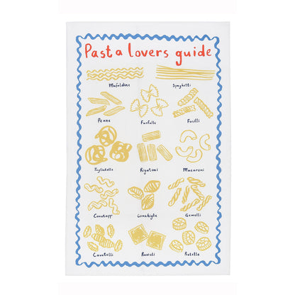 Pasta Lovers Club Guide Cotton Tea Towel in Yellow