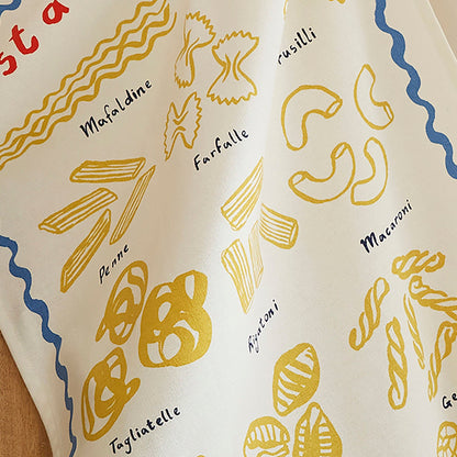 Pasta Lovers Club Guide Cotton Tea Towel in Yellow