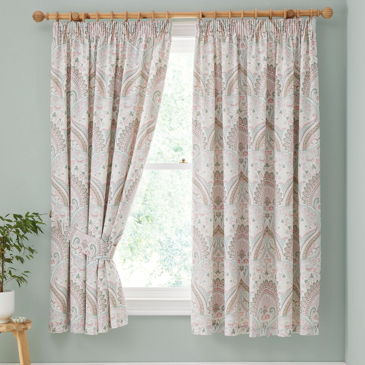 Palais Pencil Pleat Curtains in Green
