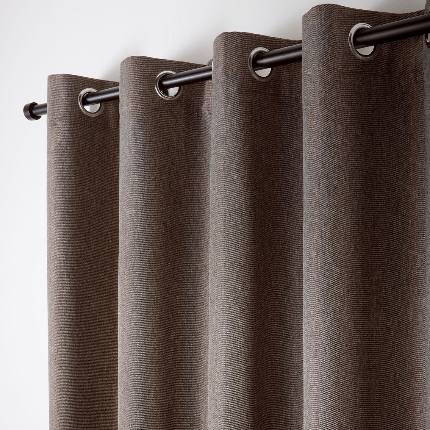 Plain Twill Pair of Eyelet Curtains in Chocolate